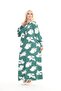 Standard Size Women's Tie Collar Long Sleeve Patterned Viscose Combed Cotton Dress Suitable for Hijab - 8