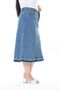 Women's Plus Size Blue Cup Detailed Skirt with Dirty Stitching at Hem Lycra Denim Skirt 65N38292 - 5