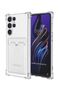 Samsung Galaxy S24 Ultra Compatible Transparent Silicone Case with Card Holder Compartment - Extra Reinforced Edge
