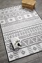 Scandinavian Patterned Black and White Carpet Washable Velvet Non-Slip Base Carpet 7709 - 2