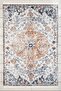 Ethnic Patterned Cream Woven Rug Washable Chenille Machine Rug Fringed Non-Slip Sole Rug 7428