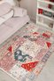 Retro Patterned Red Chenille Machine Washable Fringed Non-Slip Base Living Room Carpet 8340