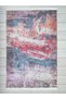Abstract Patterned Multicolored Chenille Machine Washable Fringed Non-Slip Base Carpet 7302 - 6