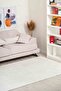 Nordic Patterned Beige Chenille Machine Washable Fringed Non-Slip Base Living Room Carpet 8342 - 6