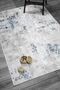 Modern Patterned White Gray Blue Washable Non-Slip Base Velvet Runner Hallway Carpet 7018 - 2