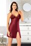 Satin Slit Lace Detailed Nightgown Dressing Gown Double Set 2065 Claret Red - 2