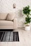 Line Patterned Black Gray Washable Non-Slip Chenille Hallway Living Room Kitchen Carpet 7971 - 6
