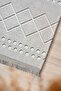Nordic Patterned Light Gray White Washable Non-Slip Base Chenille Carpet 7785 - 6