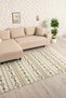Scandinavian Patterned Cream Washable Non-Slip Base Chenille Hallway Living Room Kitchen Carpet 7833 - 3