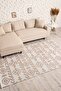Nordic Patterned Cream Brown Washable Non-Slip Base Chenille Carpet 7798 - 2