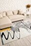Abstract Patterned Gray White Beige Non-Slip Base Washable Chenille Machine Carpet 7169 - 2