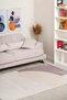 Striped Patterned Cream Mink Chenille Machine Washable Fringed Non-Slip Base Living Room Carpet 8354 - 7