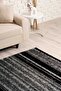 Linear Patterned Black Gray Washable Non-Slip Base Chenille Carpet 7935 - 5