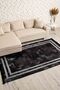 Bordered Black Gray Washable Non-Slip Base Chenille Carpet 8204 - 2