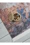 Abstract Patterned Multicolored Chenille Machine Washable Fringed Non-Slip Base Carpet 7302 - 3