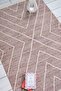 Scandinavian Patterned Brown Chenille Machine Washable Fringed Non-Slip Base Carpet 7756 - 2