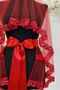 Red Bridal Veil Set with Sparkling Crystal Glass Beads, Pearls and Sequins Embroidered Henna Veil 6 Pieces - 4