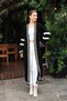 U Shawl Collar Long Sleeve Stripe Detailed Hair Braided Oversize Ankle Length Winter Stylish Knitwear Cardigan - 6