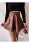 Women's Skirt - Elastic Back Waist - Faux Leather Mini Bell Skirt - 3