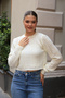 Round Crew Neck Long Sleeve Hair Braided Openwork Hole Seasonal Knitwear Short Sweater - 5