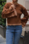 Round Crew Neck Long Sleeve Wide-Neck Floral Jacquard Pattern Color-Blocked Winter Knitwear Sweater - 5