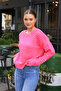 Round Crew Neck Long Sleeve Stripe Patterned Hollowed Out Openwork Seasonal Knitwear Sweater