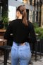 Round Crew Neck Long Sleeve Hair Braided Winter Short Knitwear Sweater - 2