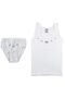 Girl's White 5 Piece Thick Strappy Undershirt and 5 Piece Printed Slip Set