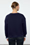 Lacivert Dokuma Detaylı Relaxed/Rahat Kalıp Kalın İçi Polarlı Örme Sweatshirt TWOAW25SW00079 - 5
