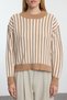 Kamelbrauner Basic-Strickpullover mit Streifen TWOAW25KZ00254 - 3