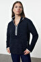 Navy Blue Plush Knitted Sports Sweatshirt Thmaw23Sw00021 - 6