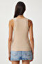 Women's Cream Ribbed Thick Strap Knitted Undershirt Hj00009 - 6