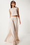 Women's Cream Linen Blouse Slit Loose Pants Suit Fn03271 - 3