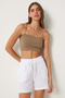 Women's White Muslin Shorts with Pockets Mx00168