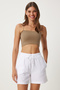 Women's White Muslin Shorts with Pockets Mx00168 - 2