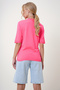 Women's Fuchsia Crew Neck Half Sleeve Knitwear Blouse Alc-X12504 - 6