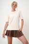 Women's Vanilla Crew Neck Half Sleeve Knitwear Blouse Alc-X12504 - 6
