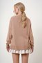 Women's Milk Coffee Boat Neck Side Slit Draped Knitwear Blouse Alc-X12503 - 6