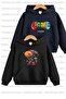 Astronaut Printed Unisex Double Pack Navy Blue-Black Hooded Children's Sweatshirt Hoodie