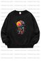 Dinosaur Printed 3-Pack Unisex Cobalt Blue-Grey-Black Crew Neck Kids Sweatshirt - 3