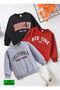 Brooklyn New York Printed 3-Pack Unisex Red-Black-Grey Crew Neck Kids Sweatshirt