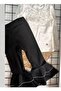 Corded Fabric leggings for girls, black color. - 4