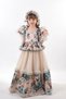 Custom Design Girls' Evening Dress, Girls' Long Dress with Hair Accessory, Vintage Dress