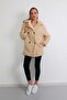 Women's Beige Oversize Plush Coat - 7