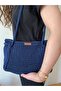 Women's Polyester Macrame Navy Blue Knitted Arm Bag (En:32Cm/Boy:22Cm) - 2