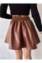 Women's Skirt - Elastic Back Waist - Faux Leather Mini Bell Skirt - 4