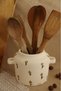 Cream Colored Retro Flower Pattern Decorative Mini Spoon Holder - with Handle - 6