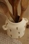 Cream Colored Retro Flower Pattern Decorative Mini Spoon Holder - with Handle - 3