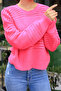 Round Crew Neck Long Sleeve Stripe Patterned Hollowed Out Openwork Seasonal Knitwear Sweater - 5