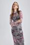 Coool Bodycon Half Turtleneck Long Sleeve Print Tulle Maxi Dress B2504Ax23Au - 4